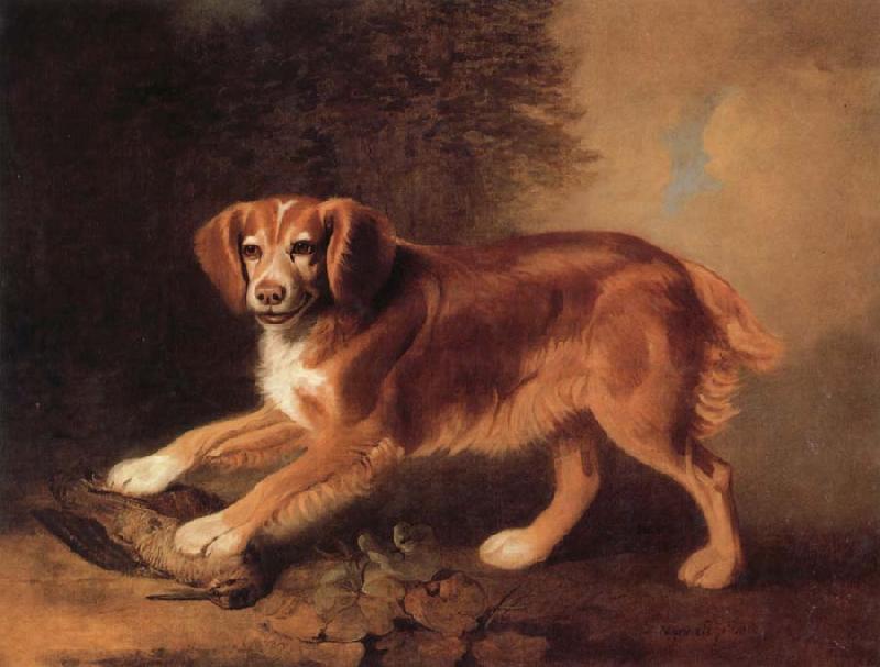 Benjamin Marshall A Celebrated spaniel,the property of colonel joliffe,in a landscape with a woodcock Sweden oil painting art